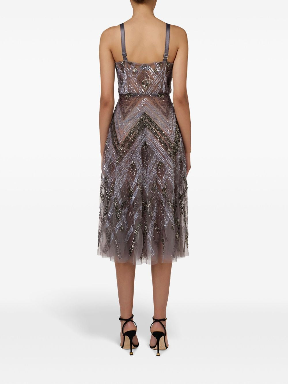 ELISABETTA FRANCHI Chevron Sequin Midi Dress for Women