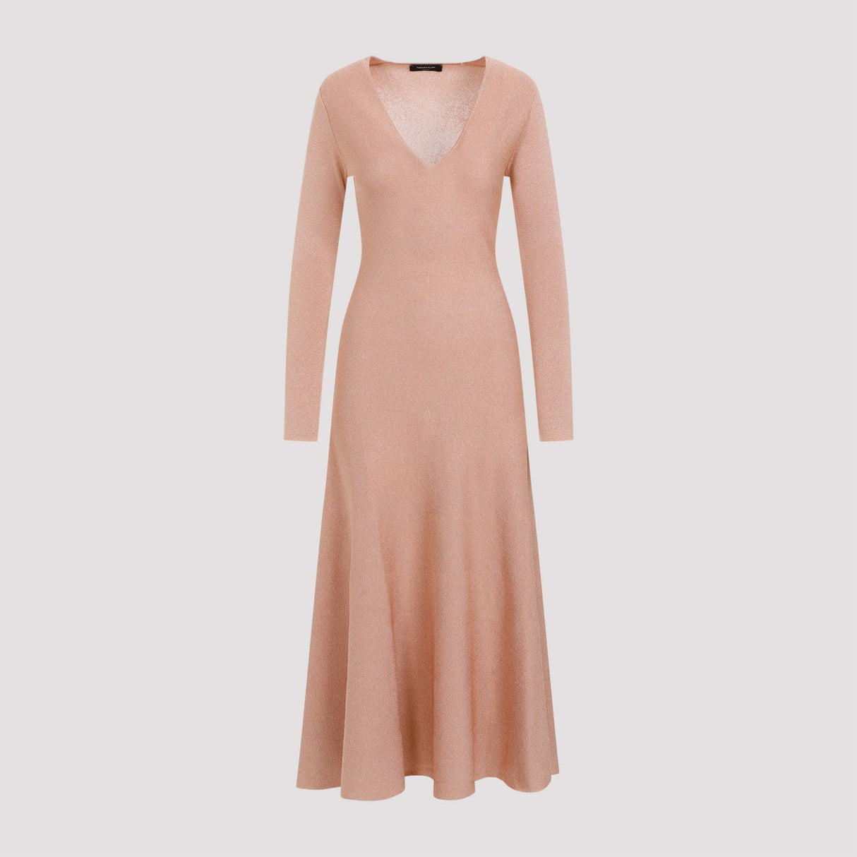 أصلي: فستان طويل من الفيسكوز بتصميم وألوان وألياف معدنية باللونين الوردي والأرجواني للنساء