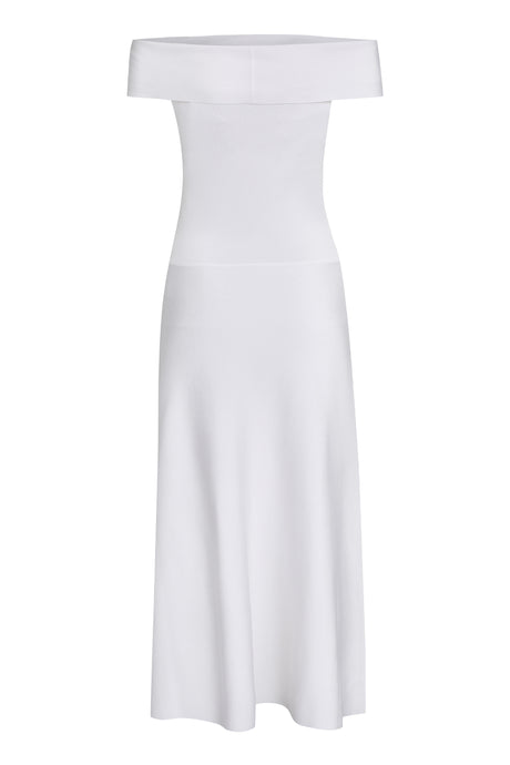 فستان نسائي أبيض بتنورة واسعة - ربيع/صيف 2024