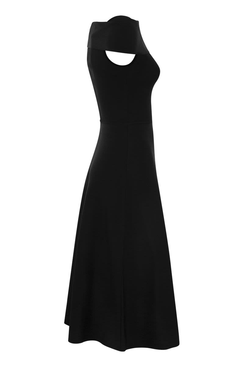 Women's Black Knit Dress with Flared Hem for SS24