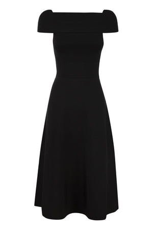 Women's Black Knit Dress with Flared Hem for SS24