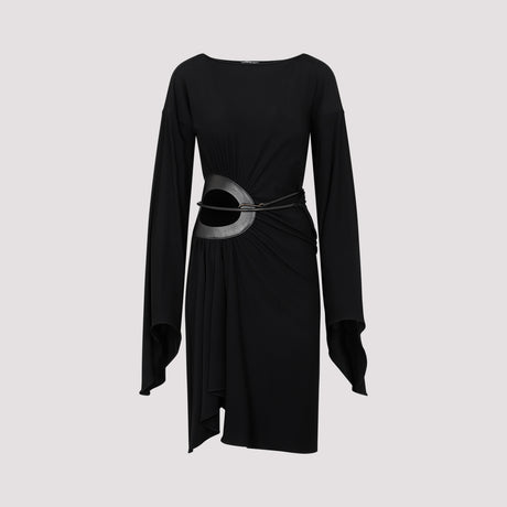 فستان أسود متميز بتصميم غير تقليدي للنساء من مجموعة FW23