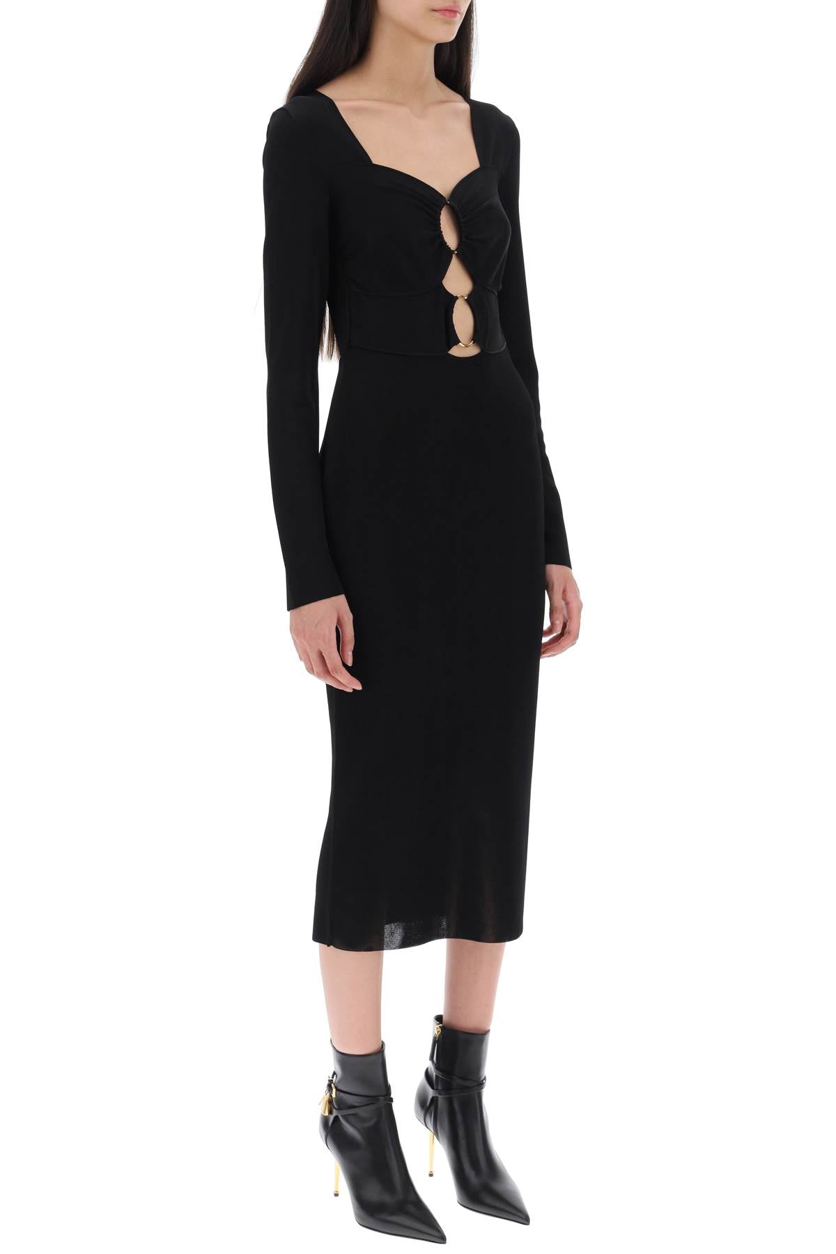 TOM FORD Black Knit Midi Dress with Cut-Outs for Women