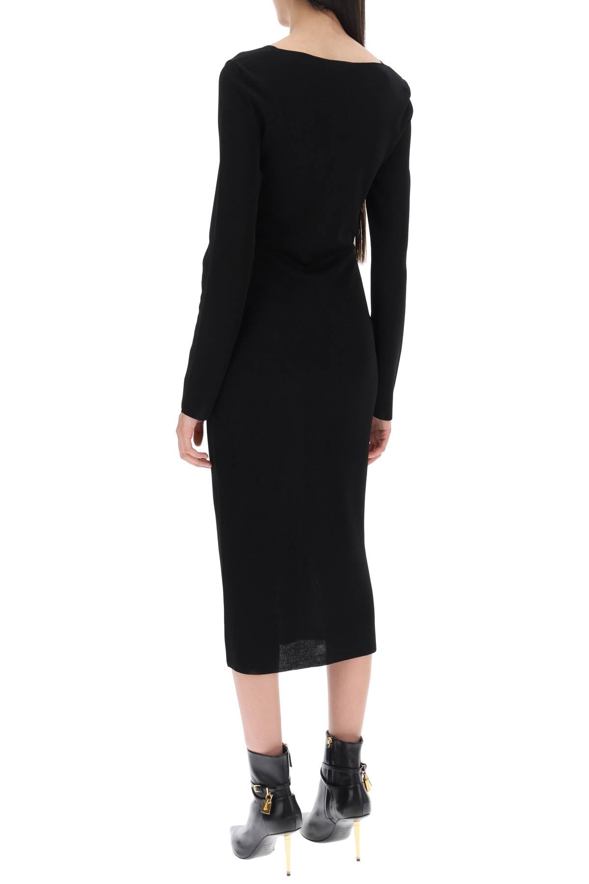 TOM FORD Black Knit Midi Dress with Cut-Outs for Women