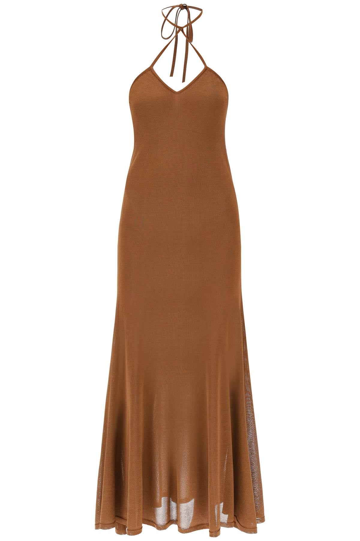 Elegant Brown Knit Maxi Dress - SS24 Collection