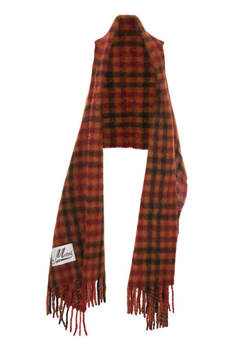 MARNI Rustic Checkered Scarf for Women - Warm and Comfortable with Fringes