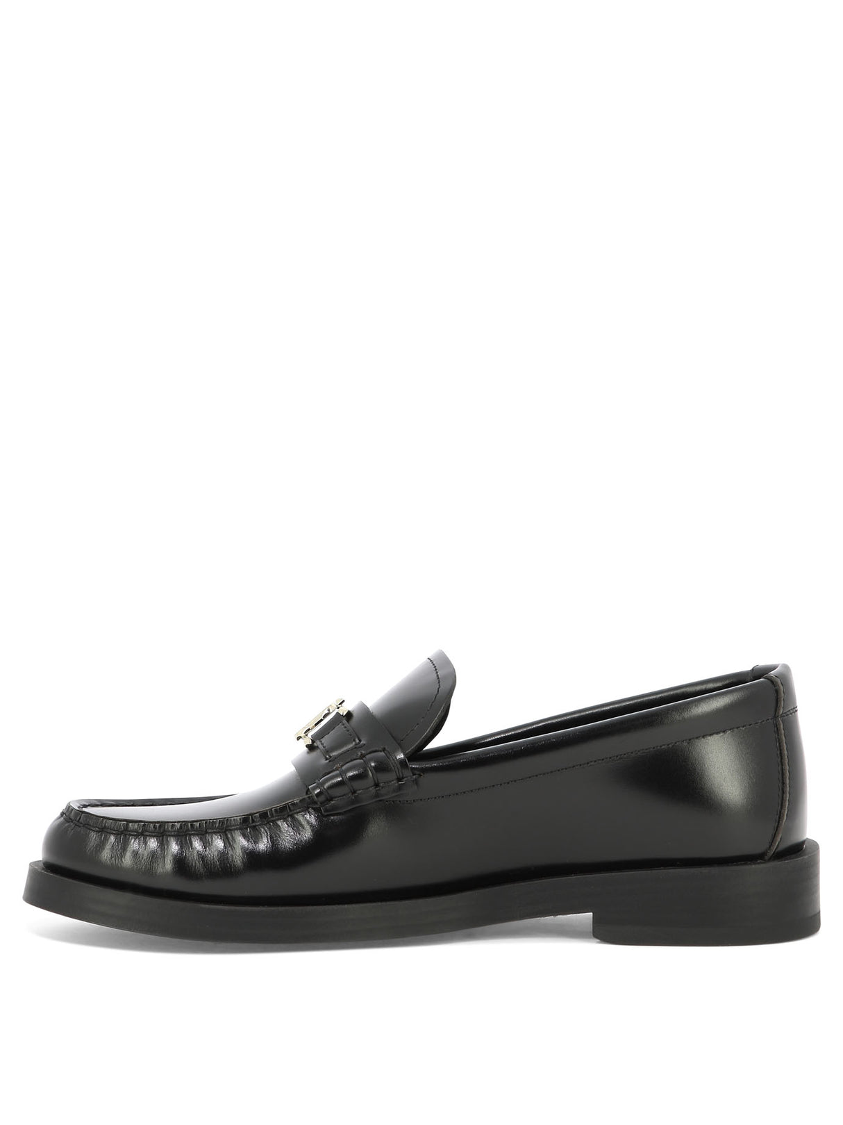 JIMMY CHOO Women's Black Leather Loafers with JC Emblem and Monochrome Hardware