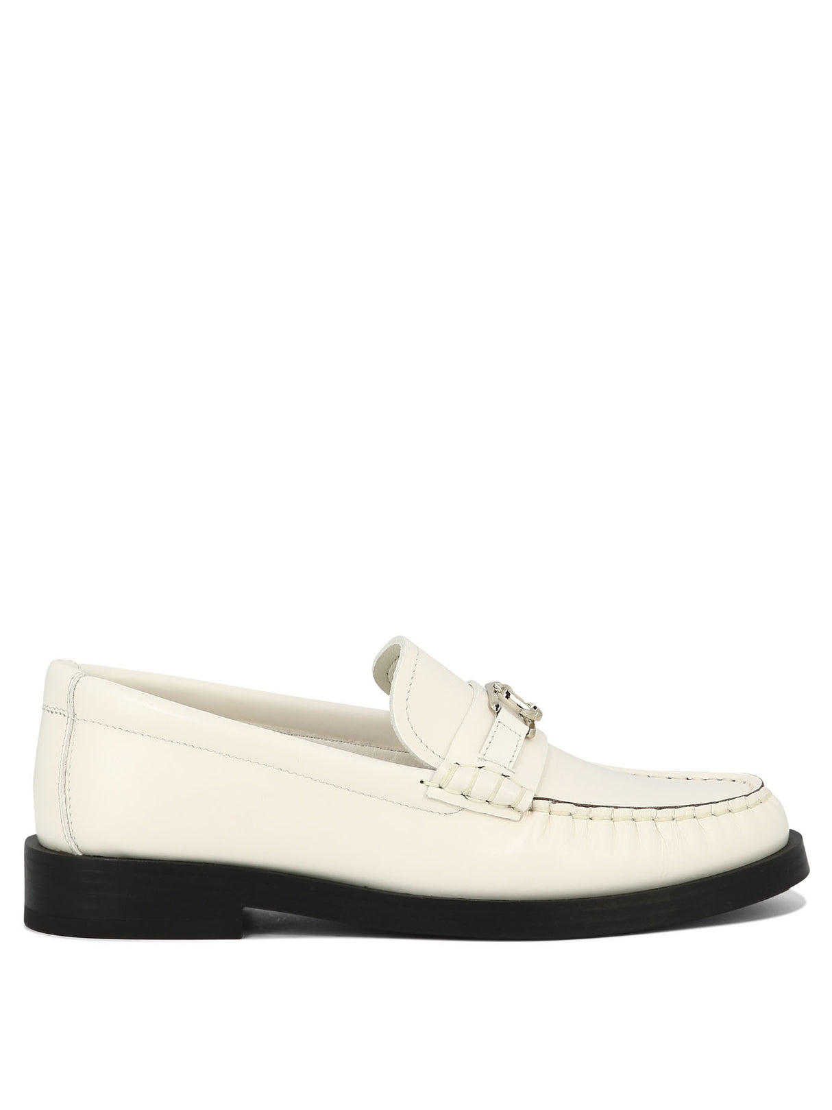 Classic White Leather Slip-On Loafers for Women