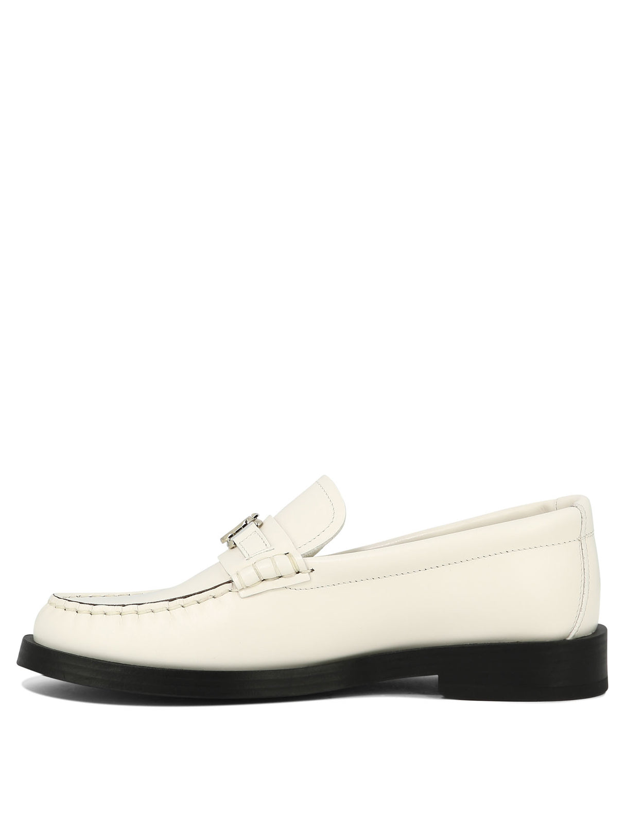 JIMMY CHOO Trendy White Loafers for Women - Soft Rounded Toe, Monochrome Hardware, Stacked Heel