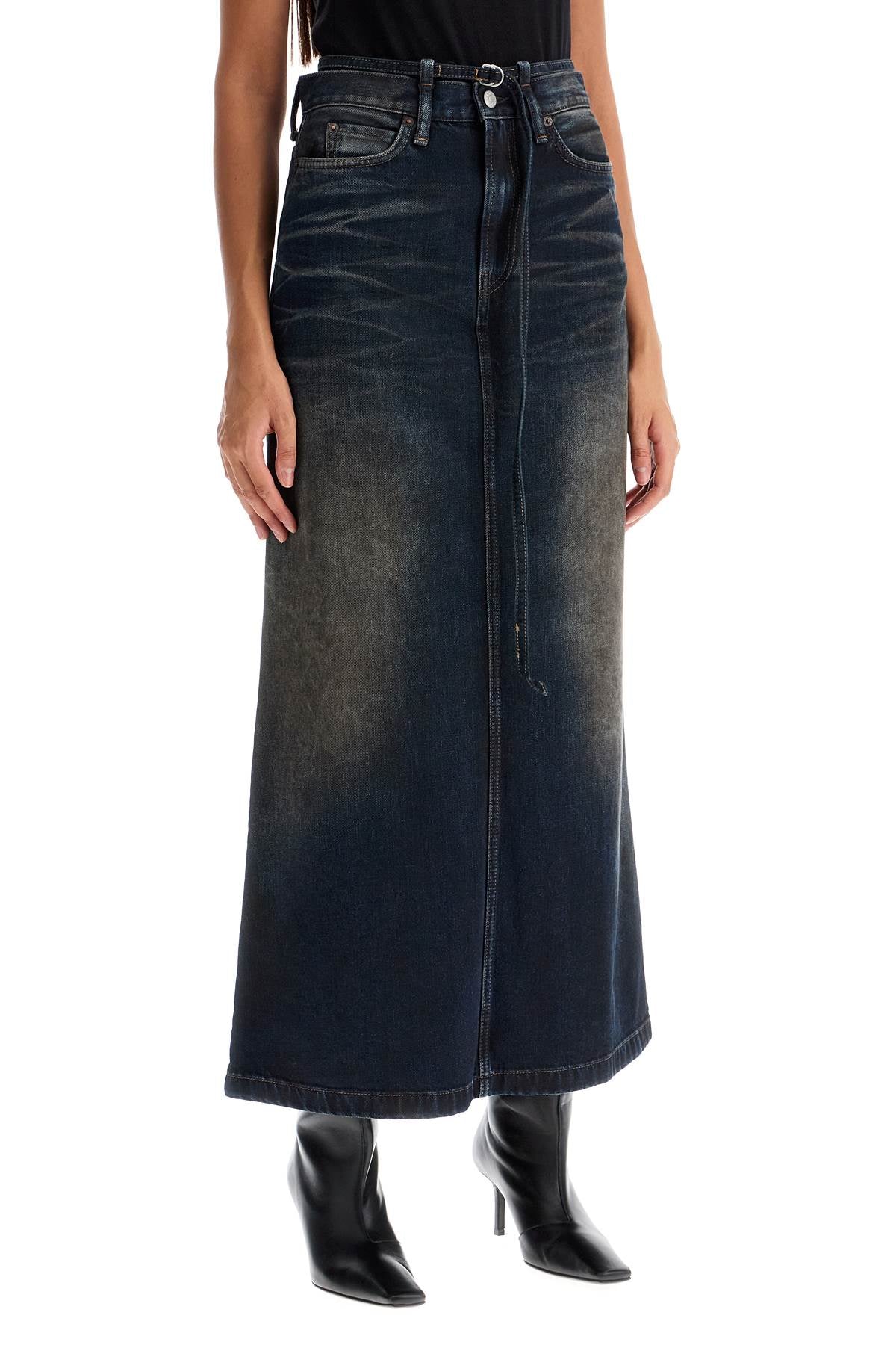 ACNE STUDIOS Maxi Denim Skirt with Adjustable Waist Strap - Ankle-Length Style