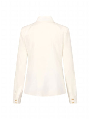 BALMAIN Classic White Silk Buttoned Shirt for Stylish Women