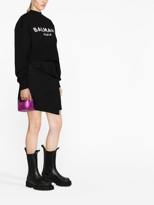 BALMAIN Modern Classic Logo Sweatshirt in Noir/Blanc