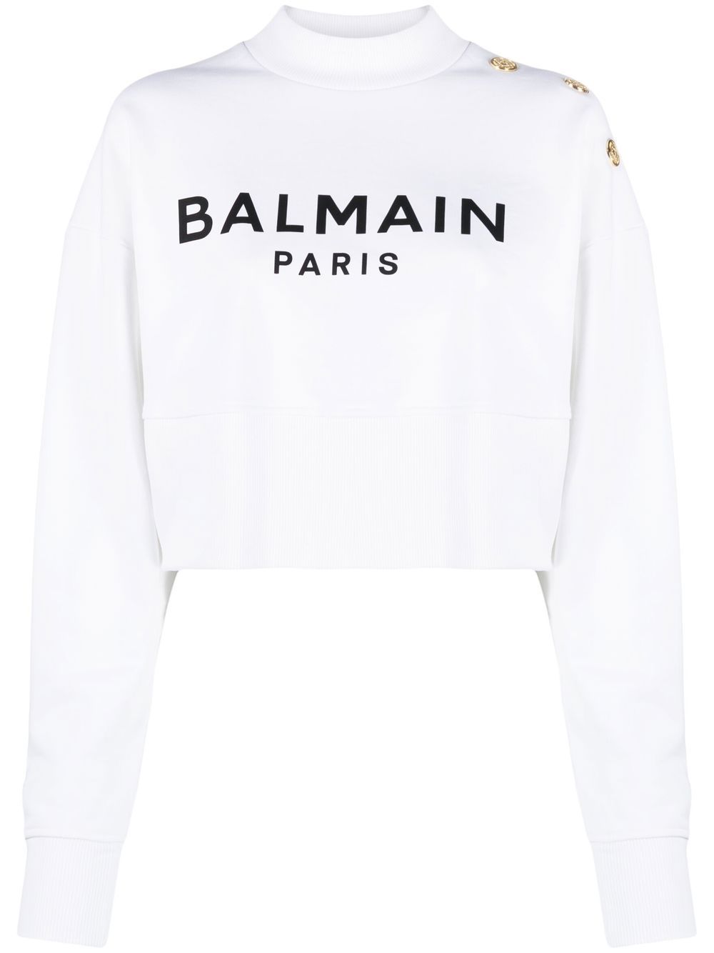 BALMAIN Bold Logo-Print Crop Sweatshirt for Women - SS23 Collection