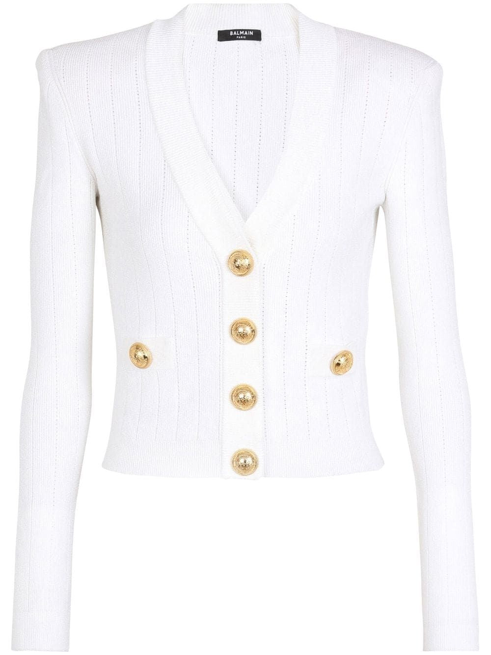 BALMAIN Cozy Knit Crop Cardigan for Women - Modern and Chic