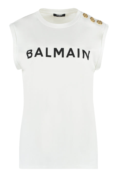 BALMAIN White Embellished Tank Top for Women