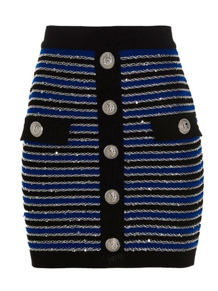 BALMAIN High-Waisted Buttoned Knit Skirt for Women