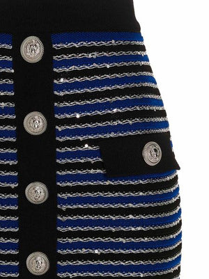 BALMAIN High-Waisted Buttoned Knit Skirt for Women