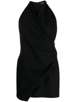 فستان أسود كلاسيكي ملفوف بتصميم غير تقليدي - مجموعة الربيع والصيف 23