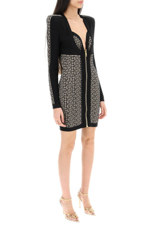 BALMAIN Elegant Long Sleeve Knit Sheath Dress