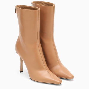 JIMMY CHOO Biscuit-Coloured Pointed Toe Ankle Boots with High Stiletto Heel