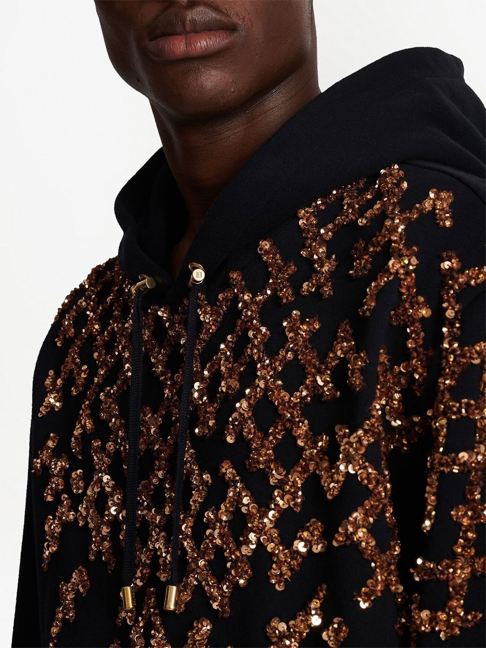 BALMAIN Sequin Embellished Cotton Hoodie for Men in SS23 Collection