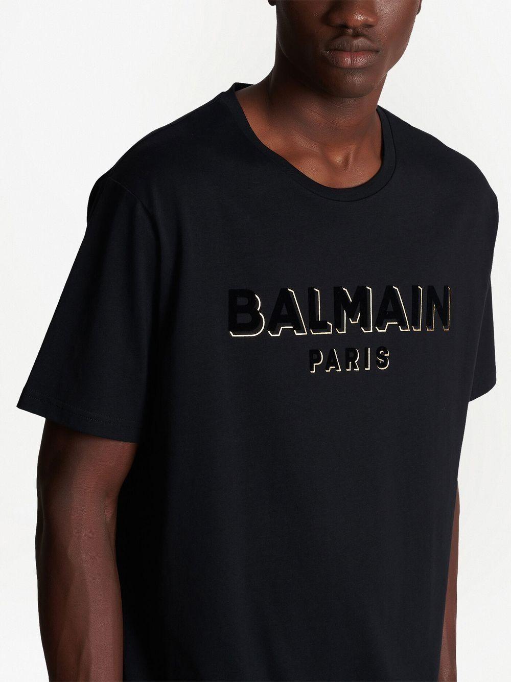 BALMAIN Foil and Flock T-Shirt for Men - SS23 Collection