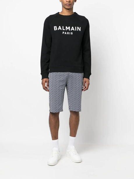 BALMAIN Classic Black Crew-Neck Sweatshirt for Men