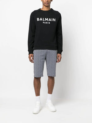 BALMAIN Classic Black Crew-Neck Sweatshirt for Men