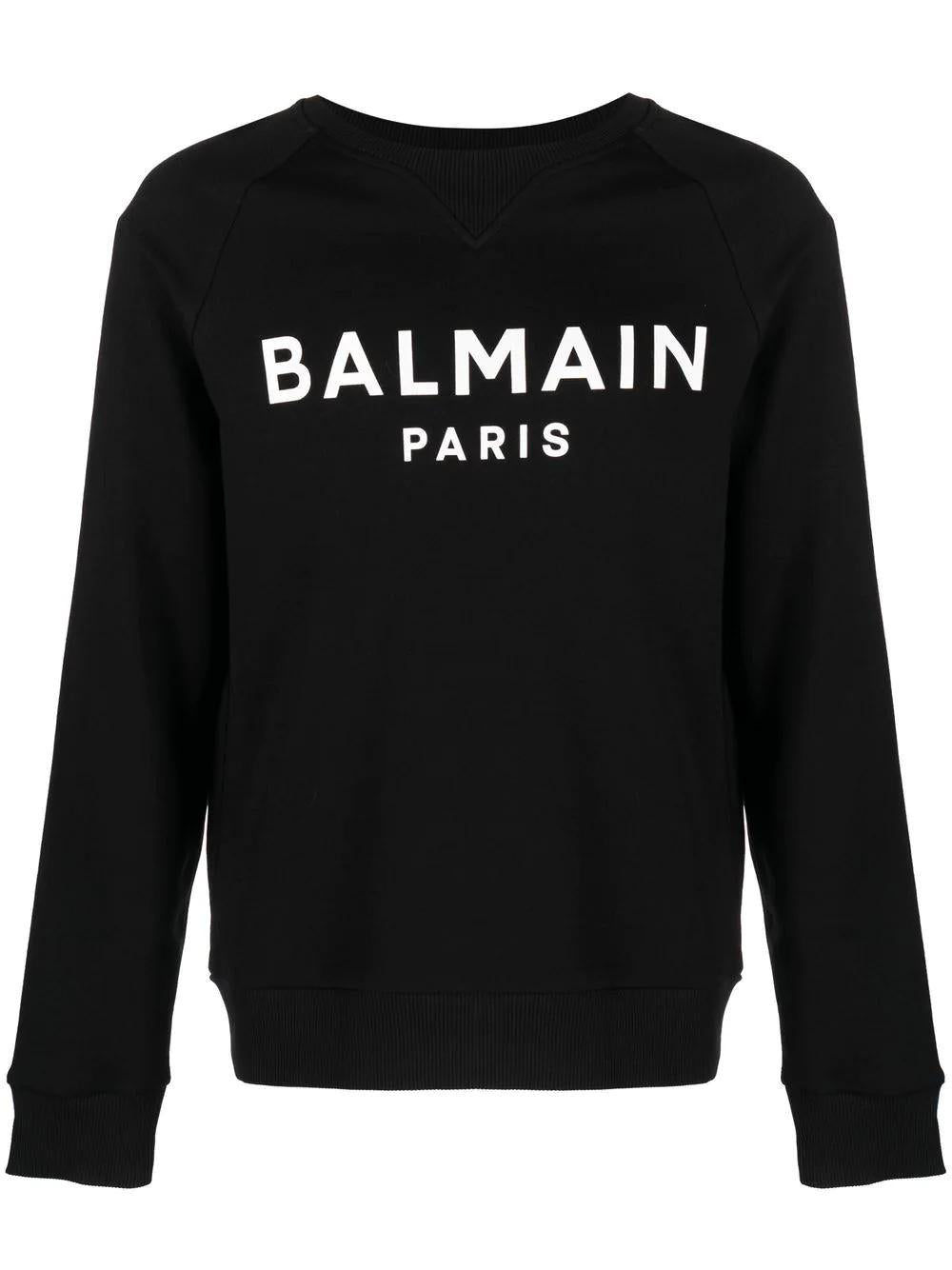 BALMAIN Classic Black Crew-Neck Sweatshirt for Men