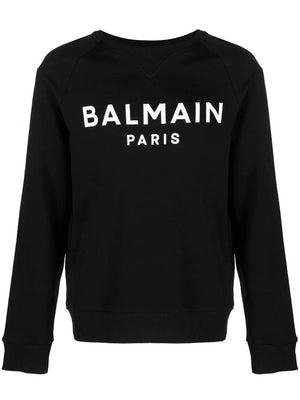 BALMAIN Classic Black Crew-Neck Sweatshirt for Men