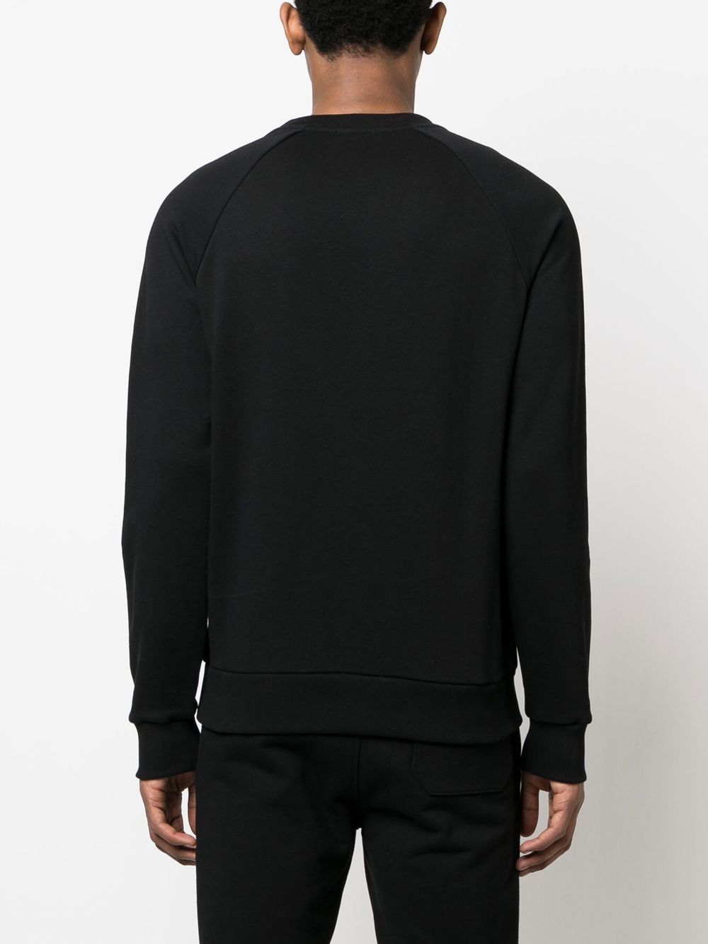 BALMAIN Men's Logo-Print Crew Neck Sweatshirt in Black Cotton