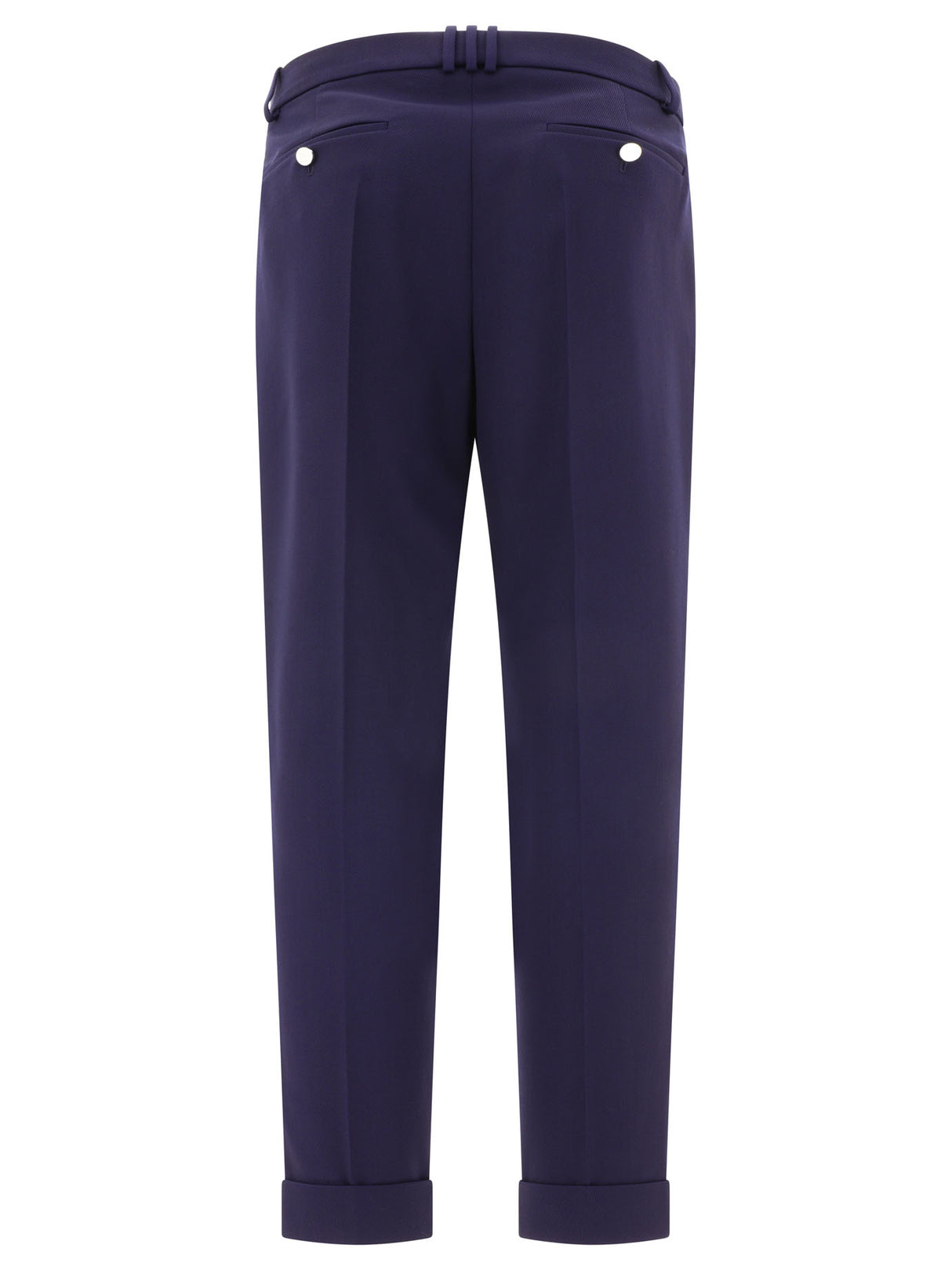 BALMAIN Navy Blue Wool Tailored Trousers for Men - FW24 Collection