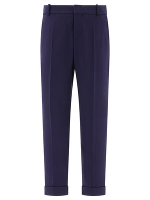 BALMAIN Navy Blue Wool Tailored Trousers for Men - FW24 Collection