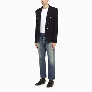 BALMAIN Navy 6 Button Jacket for Men - SS24 Collection