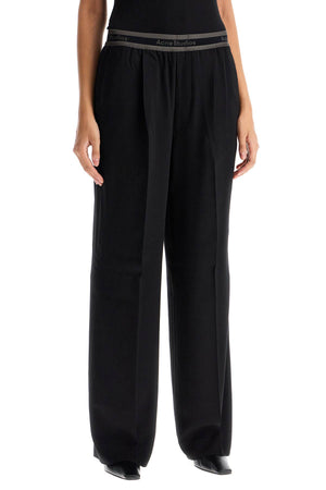 ACNE STUDIOS Elegant Wide-Leg Twill Pants with Stretch Waistband