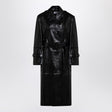 MAX MARA SPORTMAX Chic Black Trench Jacket in Semi-Glossy Nappa Leather for Women