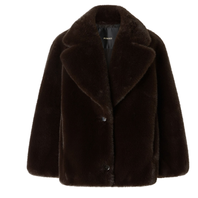 PINKO Faux-Fur Jacket with Notched Lapels for Women