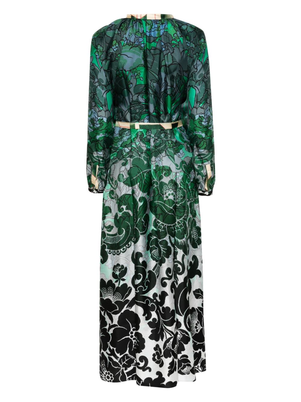 PIERRE LOUIS MASCIA Green Silk Floral Long Dress for Women - SS24 Collection