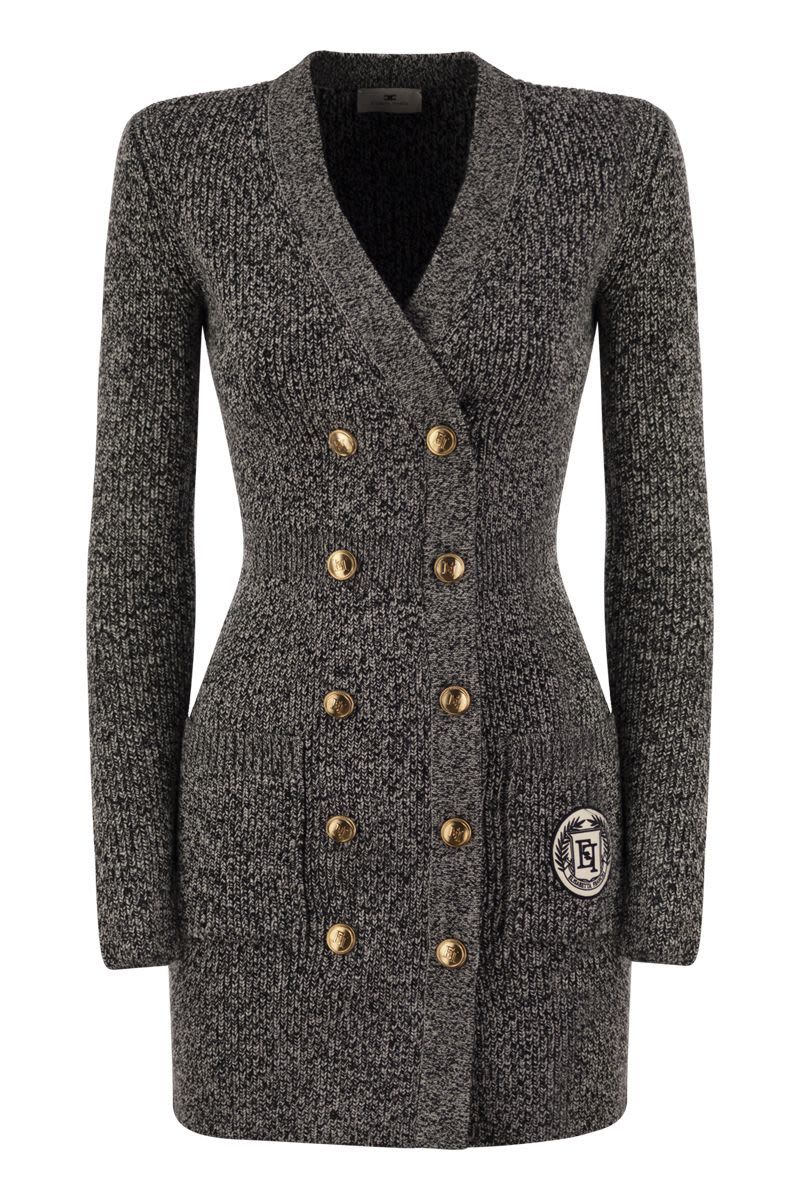 ELISABETTA FRANCHI Double-Breasted Robe Coat with Logo Patch - Women's Fall Collection