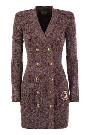 ELISABETTA FRANCHI Double-Breasted Robe Coat with Logo Patch - Women's Fall Collection