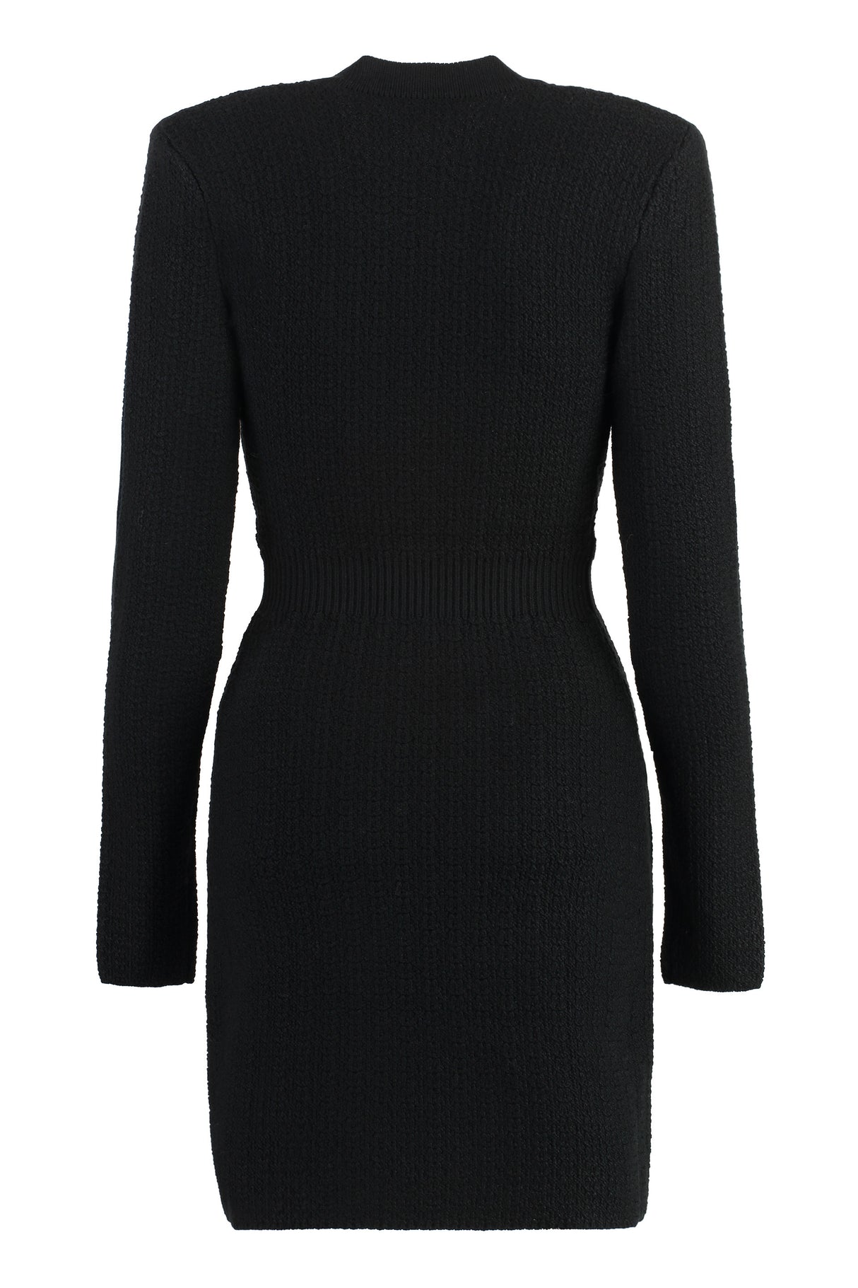 ELISABETTA FRANCHI Wool-Blend Double-Breasted Dress with Padded Shoulders