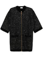 ELISABETTA FRANCHI Black Sequin-Embellished Mini Dress with Zip Detail