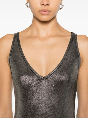 ELISABETTA FRANCHI Metallic Knit Mini Dress