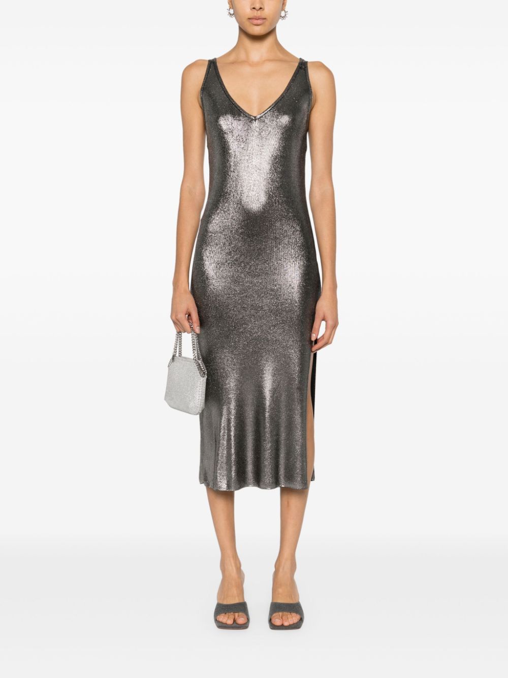 ELISABETTA FRANCHI Metallic Knit Mini Dress