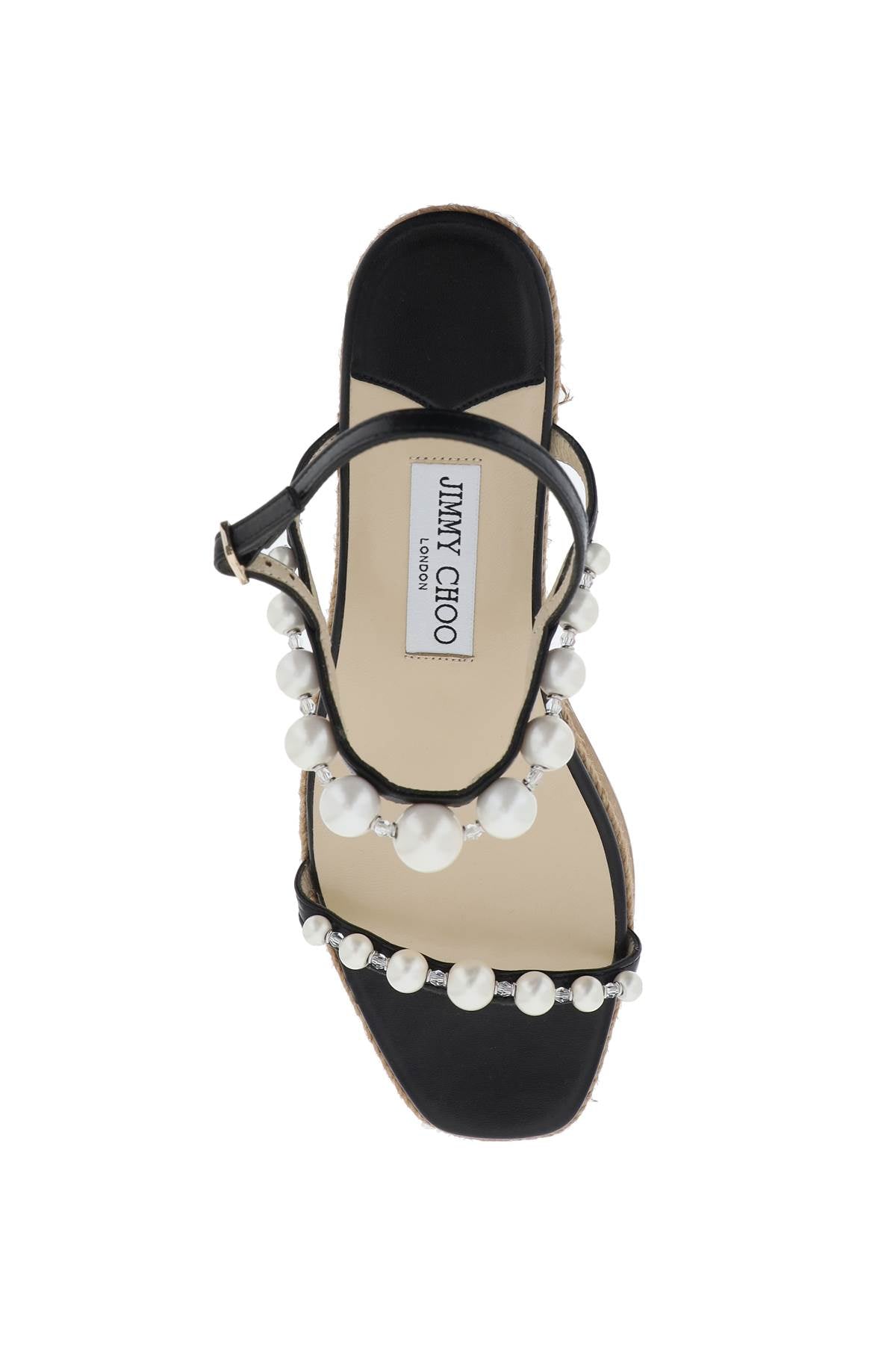 Multicolor Woven Wedge Sandals Embellished with Pearls and Crystals