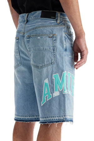 AMIRI Distressed Denim Varsity Bermuda Shorts - Size 31