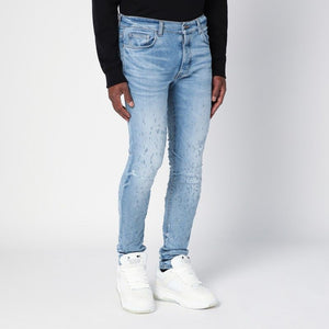 AMIRI Light Blue Distressed Skinny Jeans