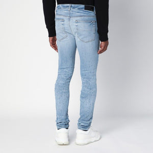 AMIRI Light Blue Distressed Skinny Jeans