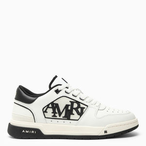 Mens White Low Top Sneakers with Black Detailing and Star-Toe Cap