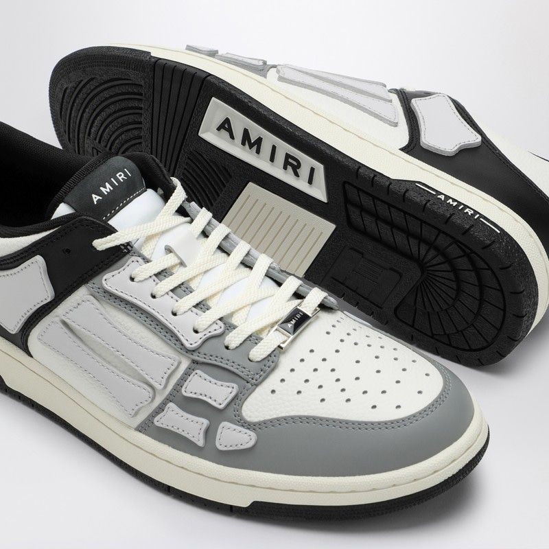 AMIRI Urban Edge Low-Top Leather Sneakers in Black, White & Grey